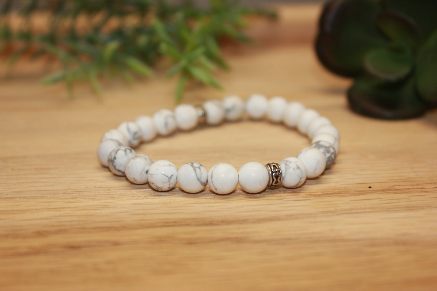 Matte White Howlite Solid 8mm