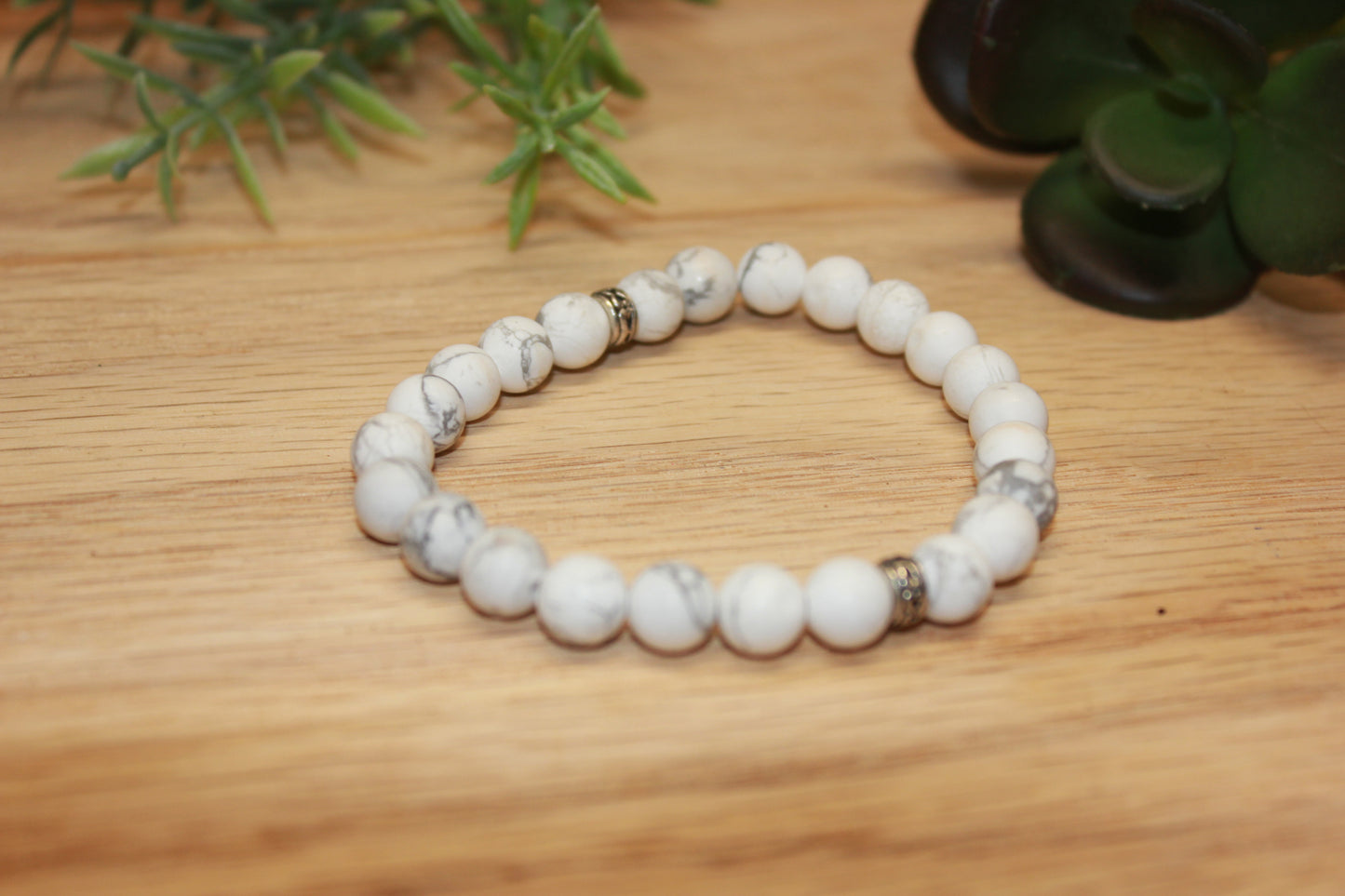 Matte White Howlite Solid 8mm